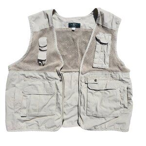 Orvis Men’s XXL Cotton Fishing Vest Utility Outdoor Gear Multi Pocket Tan
